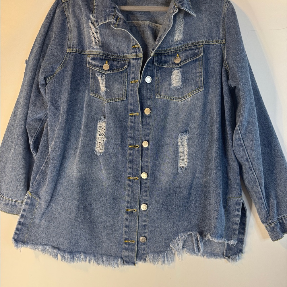 HYFVE Frayed Edge Blue Jean Jacket